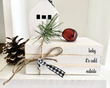 Wooden books, Christmas book bundle, mini book stack, Christmas decor, farmhouse, Faux books, Winter wonderland, Silent night,  housewarming