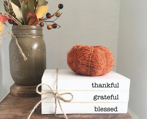 Fall book bundle, mini book stack, Thanksgiving, farmhouse, faux books, tiered tray decor, kitchen decor, teacher gift, housewarming