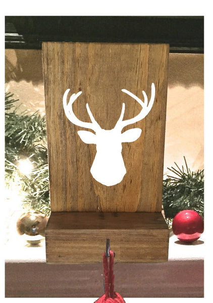 Stocking holder, reclaimed wood, pet stocking holder, mantle stocking, rustic Christmas, white stockings, dog stocking holder, paw print