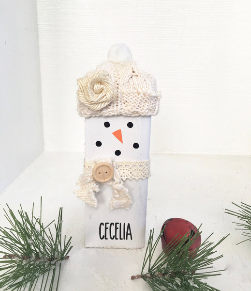 Personalized wood Snowman family