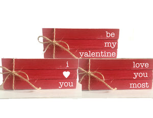 Valentine book bundle, Tiered tray decor, mini book stack, Valentine's day decor, farmhouse, love you more, faux books, Valentines gift