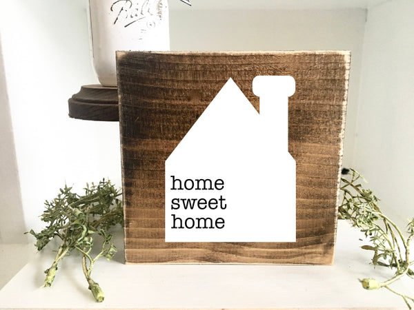 Tiered tray sign- mini- wooden sign- Home decor- Housewarming gift- New home- Farmhouse- Home sweet home - coffee bar- wooden block- initial
