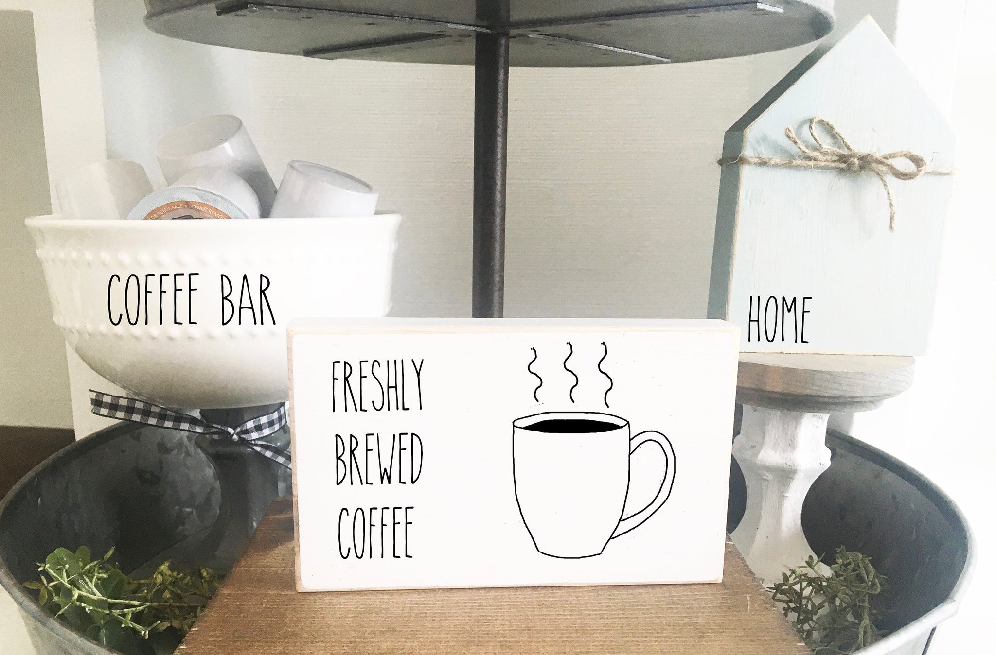 Coffee Farmhouse Tiered Tray Decors Set, Coffee Bar Decor Sign