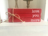 Valentine book bundle, Tiered tray decor, mini book stack, Valentine's day decor, farmhouse, love you more, faux books, Valentines gift