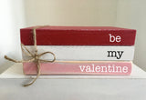 Valentines books, tiered tray decor, wooden heart, mini book bundle, book stack, be my valentine, Valentine's day decor, faux books,