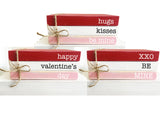 mini book bundle, mini book stack, be my valentine, Valentine's day decor, farmhouse, red books, faux books, Valentines gift, wooden books