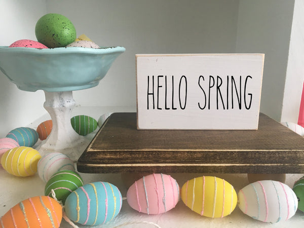 Easter decor, wooden sign, tiered tray sign, spring, Easter sign, Hello spring, farmhouse, Holiday, Tiered tray, coffee bar, wooden block