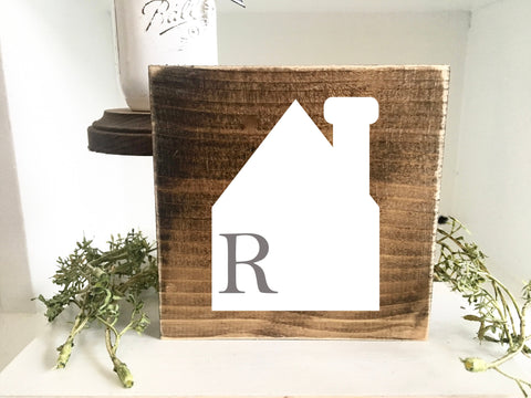 Tiered tray sign- mini- Personalized- wooden sign- Home decor- Housewarming gift- New home- Farmhouse- Home sweet home - wood block- initial