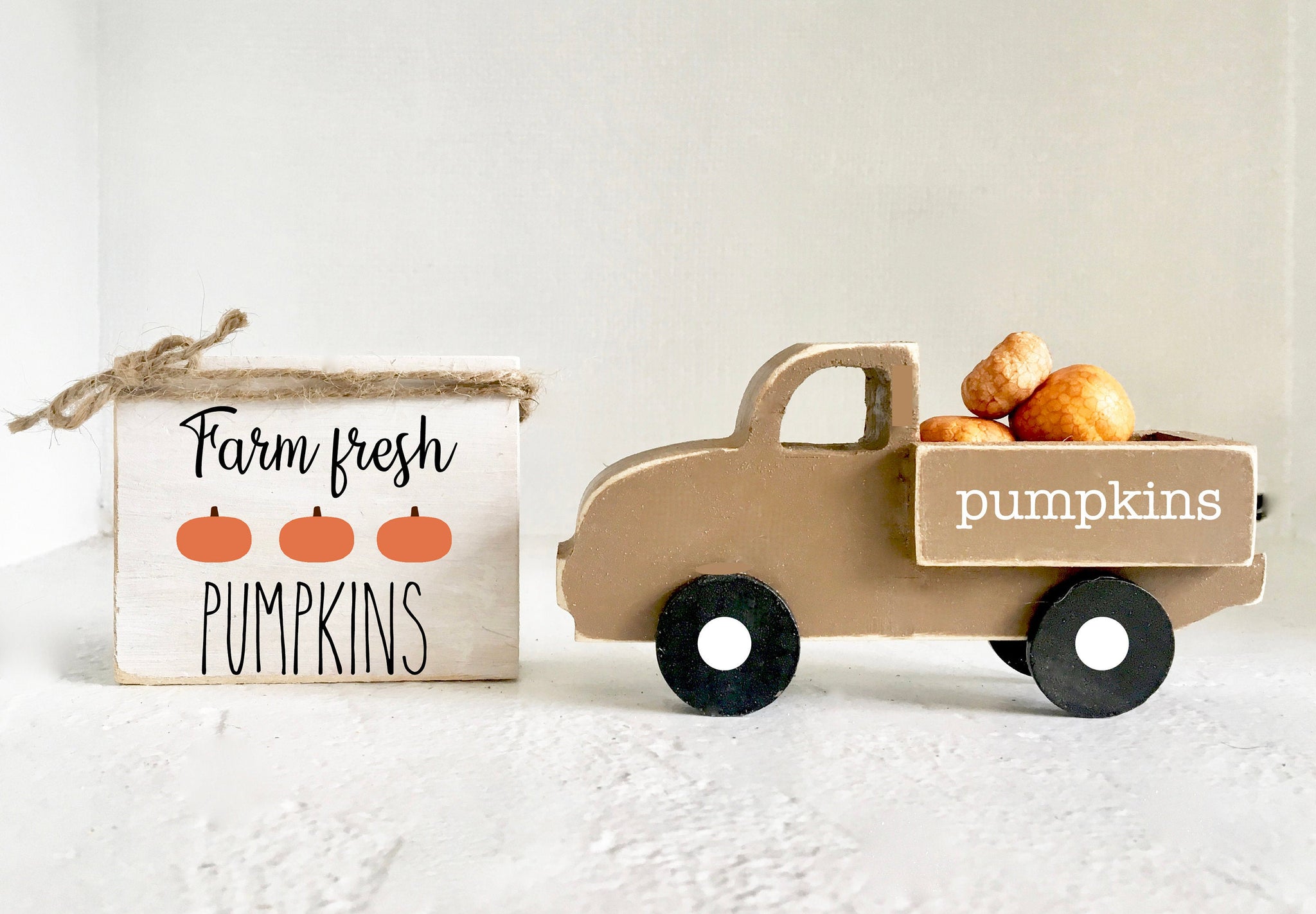 Fall truck and sign set, Fall decor, Tiered tray sign, Wood, Tiered tray decor, Farmhouse truck, Wooden sign, Farm fresh pumpkins, Farmhouse
