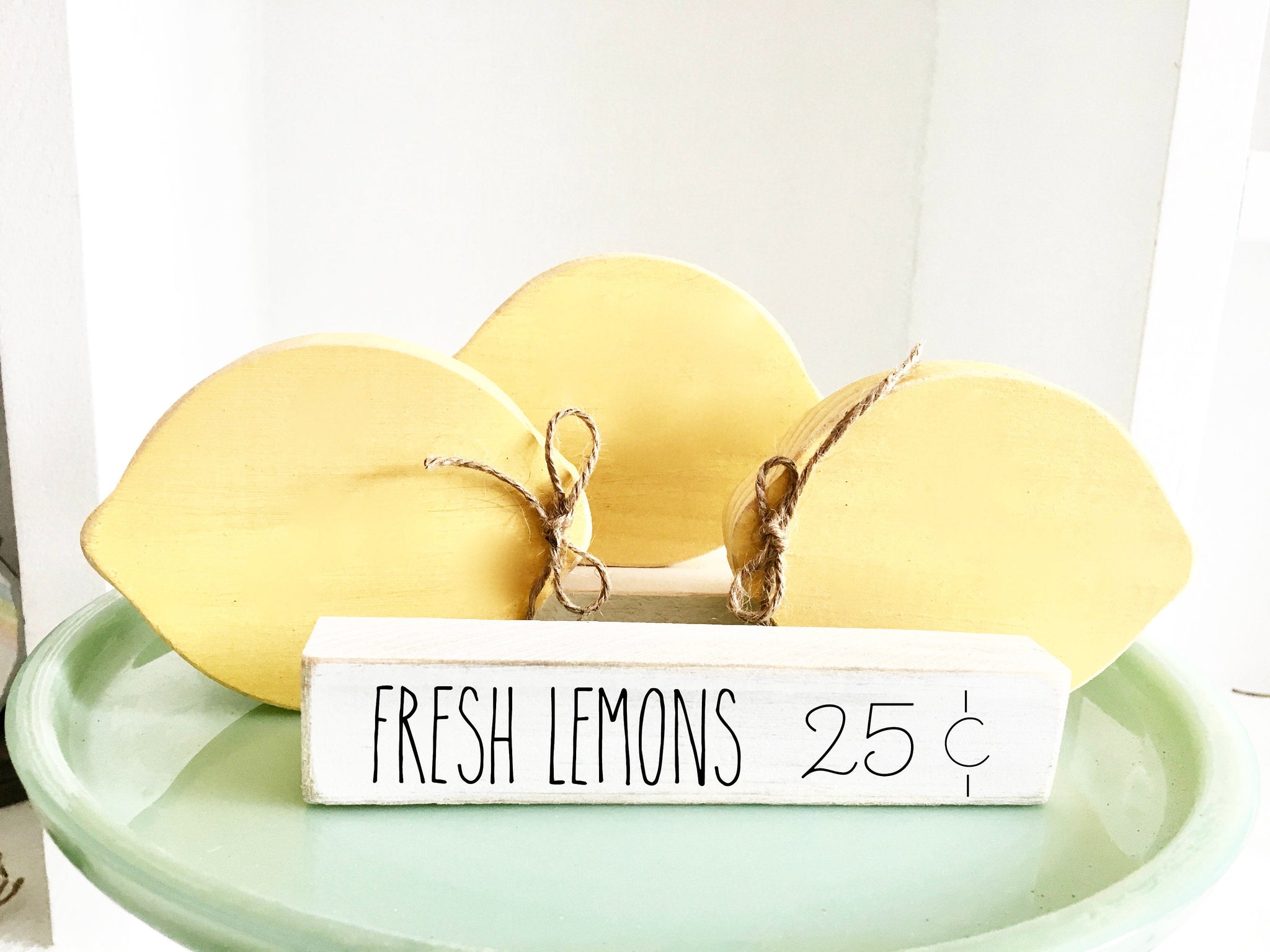 Wooden lemons, Rustic lemon, Set of 3, Lemonade decor, Farmhouse decor, Tiered tray decor, Summer, Fresh lemon sign, tiered tray sign