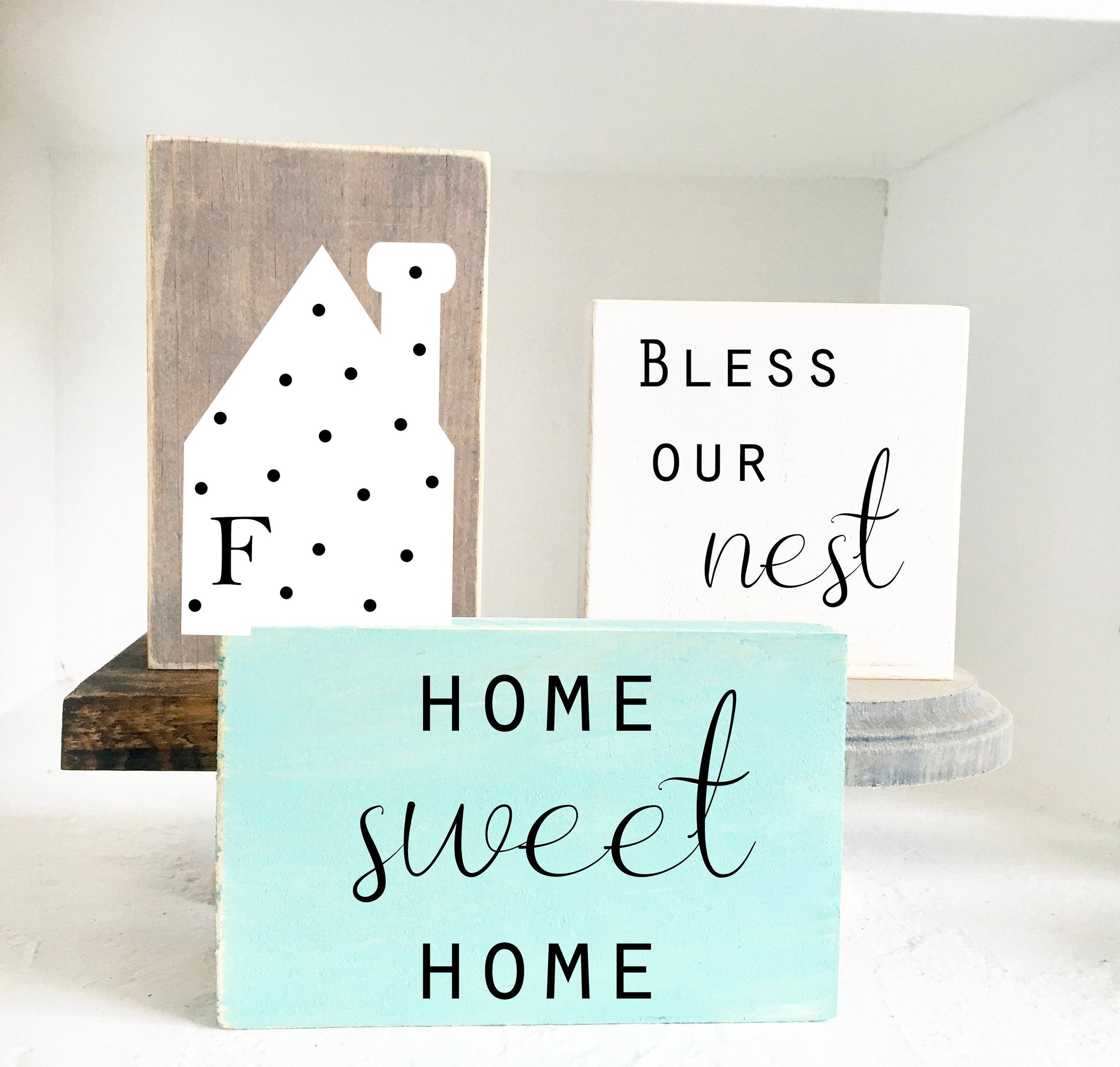 Personalized- Home sweet home- Tiered tray signs- Coffee bar decor- wooden sign- Home decor- Housewarming gift- Farmhouse- Bless our nest