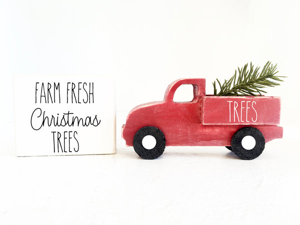 Christmas truck, truck and sign set, Christmas decor, Wooden truck, Farmhouse, Tiered tray, Old truck, Tiered tray sign, farm fresh trees