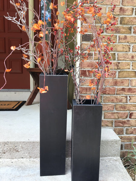large wooden porch vases, welcome sign, reclaimed wood, rustic, floor vases, farmhouse decor, large floor vase,  porch decor, set of 2