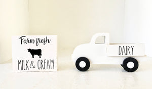 Dairy truck, truck and sign set, farm decor, Wooden truck, Farmhouse, Tiered tray, Old truck, Tiered tray sign, farm fresh milk, Kitchen