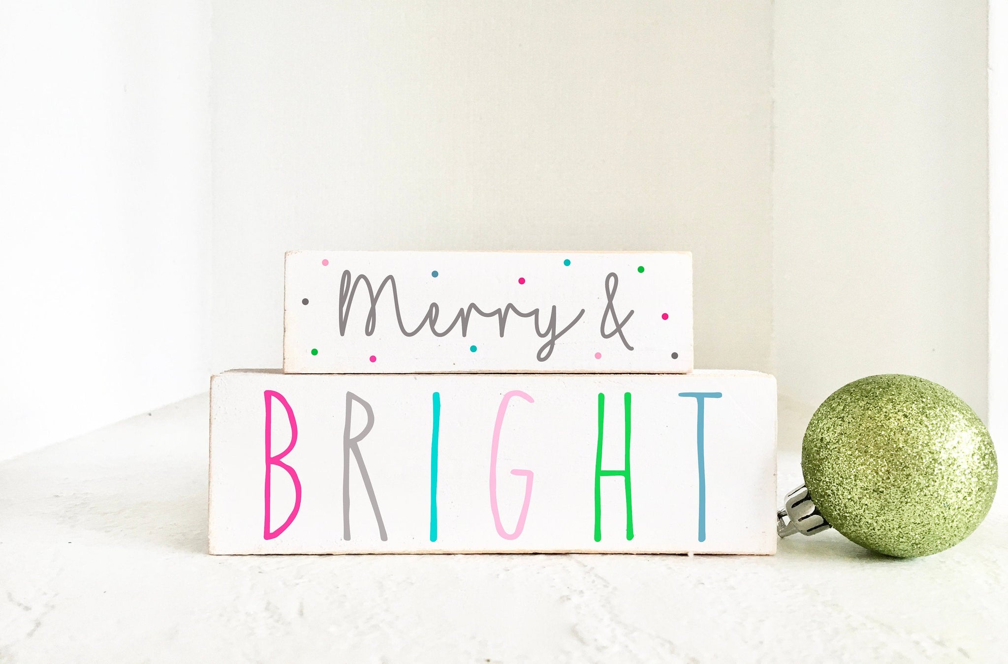 Merry and bright sign, Tiered tray decor, Christmas decor, Tiered tray signs, Hostess gift, Coffee bar, Teacher gift, Polka dot sign