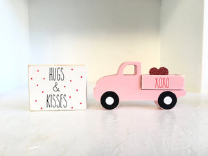 Valentine truck, tiered tray decor, truck and sign set, Valentines decor, Wooden truck, Farmhouse, Tiered tray, Old truck, hugs and kisses