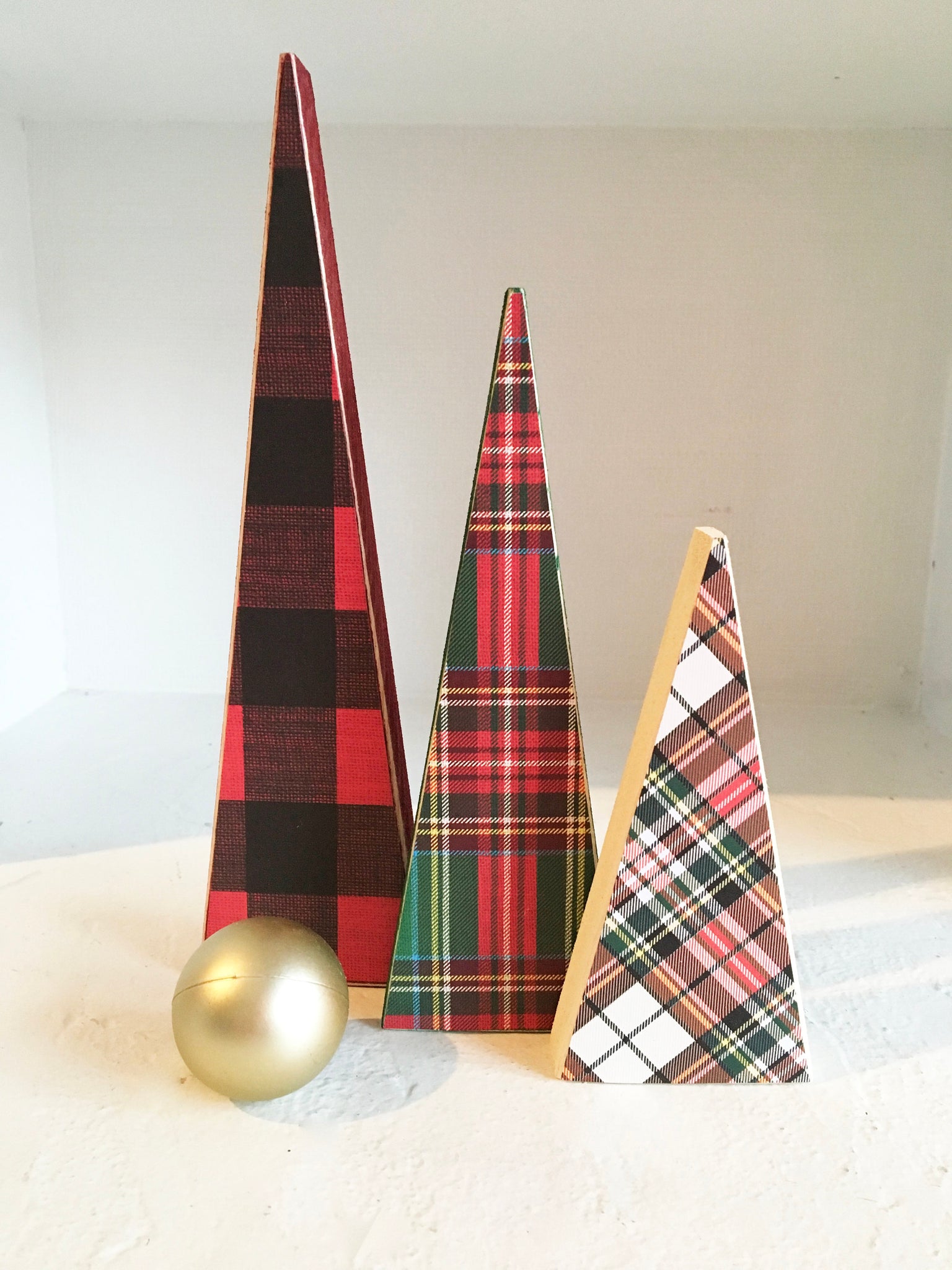 Wooden trees, Tiered tray decor, Plaid Christmas trees, ready to ship, tree shelf sitters, teacher gift, housewarming, hostess gift, plaid