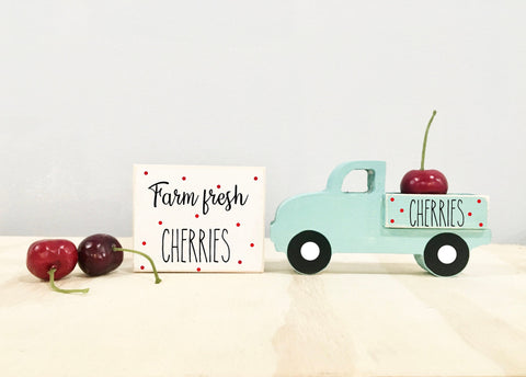 Spring tiered tray, Cherry truck, tiered tray decor, bundle, spring decor, Wooden truck, Farmhouse, Summer decor,  farm fresh cherries