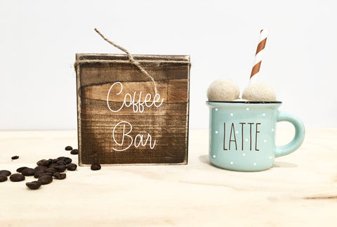 Coffee tiered tray decor, Ceramic mug, Coffee bar, Tiered tray , Coffee bar sign, latte mug, Valentine gift, hot cocoa bar, faux latte mug