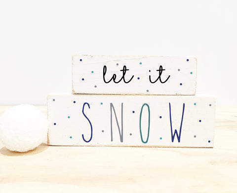Winter tiered tray sign, Let it snow blocks,  Tiered tray decor,  Tiered tray signs, Hostess gift, Coffee bar, Teacher gift, Winter decor