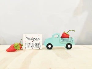 Summer tiered tray, Strawberry truck, tiered tray decor, truck bundle, Summer decor, Wooden truck, Farmhouse,  farm fresh strawberries