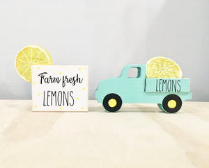 Lemon tiered tray, Summer decor, Lemon truck, Lemonade decor, Farm fresh lemons, Tiered tray decor, Summer tiered tray, Kitchen decor