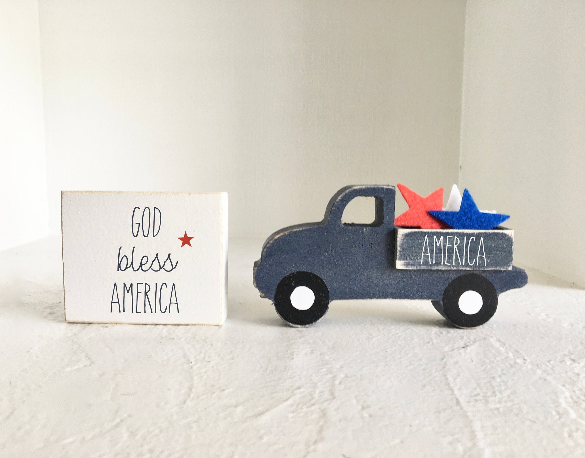 4th of July decor, Holiday tiered tray, Wooden truck, Farmhouse, Memorial day, Tiered tray decor, Sign, Tiered tray sign, 4th of July truck