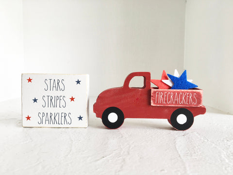 4th of July truck, Holiday tiered tray, Wooden truck, Farmhouse, Memorial day, Tiered tray decor, Sign, Tiered tray sign, 4th of July truck