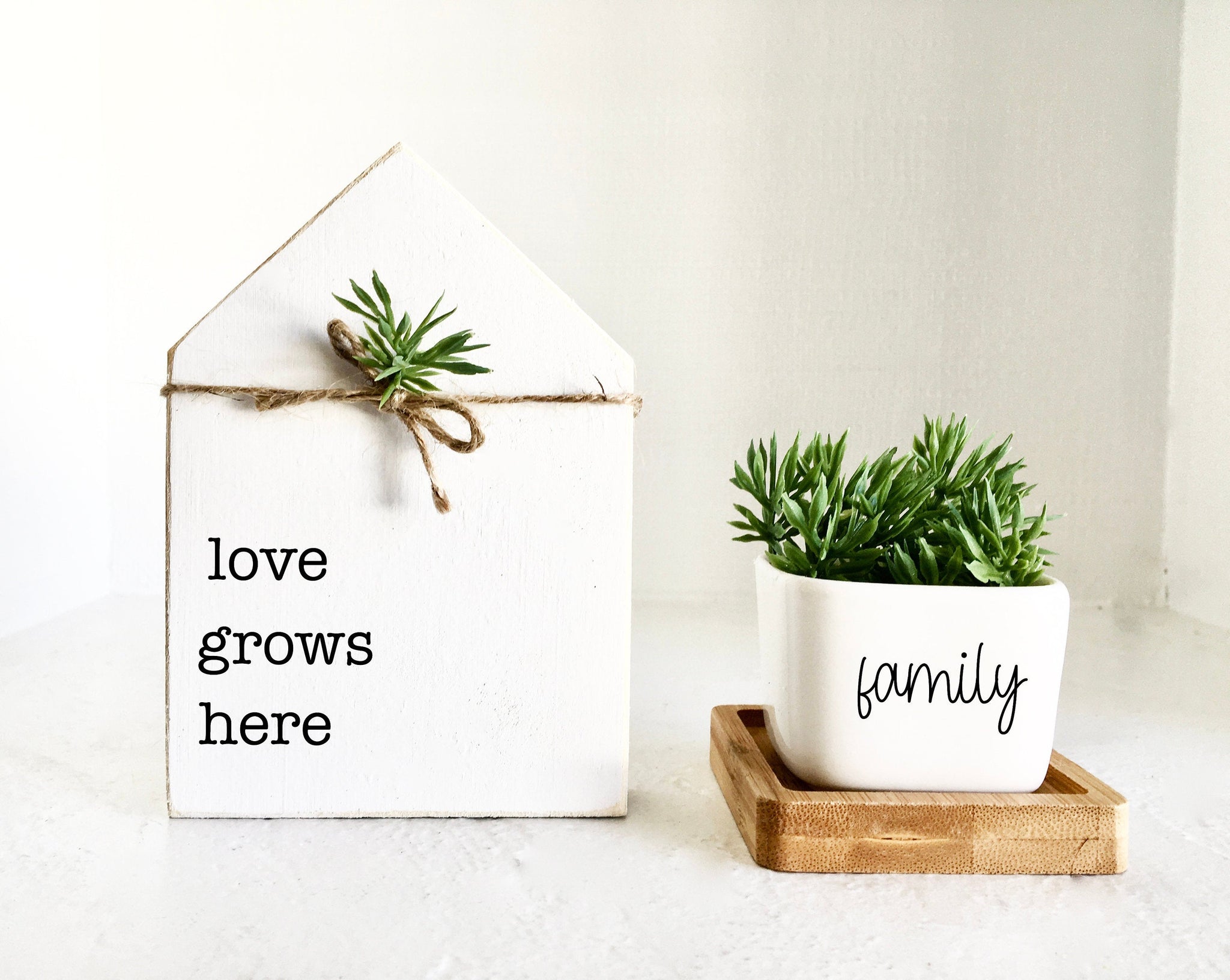 Spring tiered tray, Wooden house, Mother's day gift, Spring decor, Mini succulent pot, Easter decor, Tiered tray decor, kitchen decor,