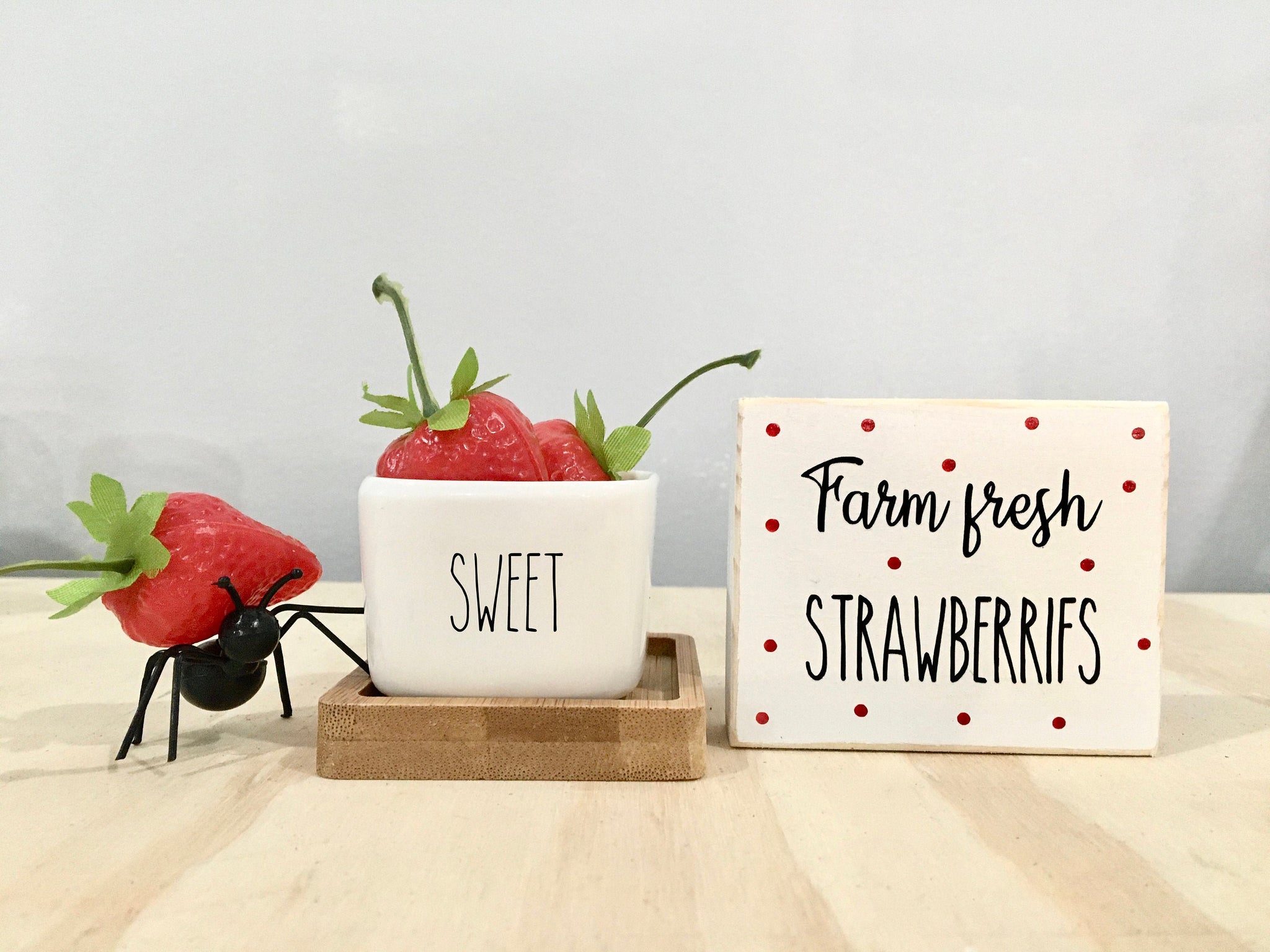 Summer tiered tray, Strawberry bundle, tiered tray decor, Strawberry bowl, Picnic, Summer decor, Farmhouse, Farm fresh strawberries