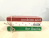 Holiday book stack, Tiered tray decor, Christmas books, Milk and cookies, Christmas decor, glass mug, Santa's milk and cookies, hostess gift