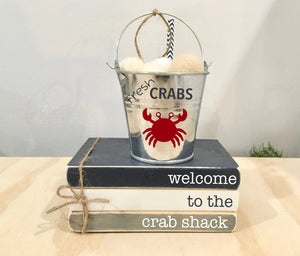 Beach tiered tray, Crab shack, Lake house decor, Tiered tray, Galvanized bucket, Crab bucket, Cottage, Summer tiered tray, Nautical decor