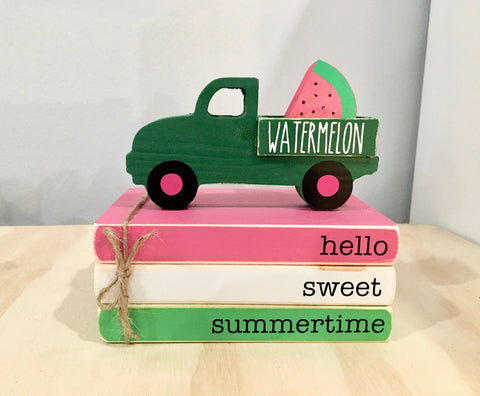 Watermelon tiered tray, Wooden books, Watermelon truck, Summer decor,  Watermelon, Tiered tray decor, kitchen decor, Wooden watermelon