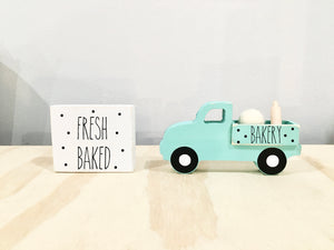 Bakery tiered tray, Kitchen decor, Bakery truck, Fresh baked, Tiered tray sign, Tiered tray decor, Mini rolling pin, Bakery sign, Farmhouse