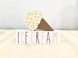 Summer tiered tray, Ice cream cone, wooden signs, Tiered tray decor, Summer signs, Coffee bar, Teacher gift, Summer decor, Ice cream