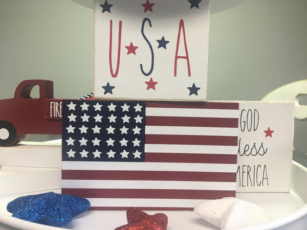 4th of July bundle, Tiered tray decor, wooden stars, Flag, Memorial day, Book stack, Firecrackers, Wooden truck, Pinwheel, mug, USA