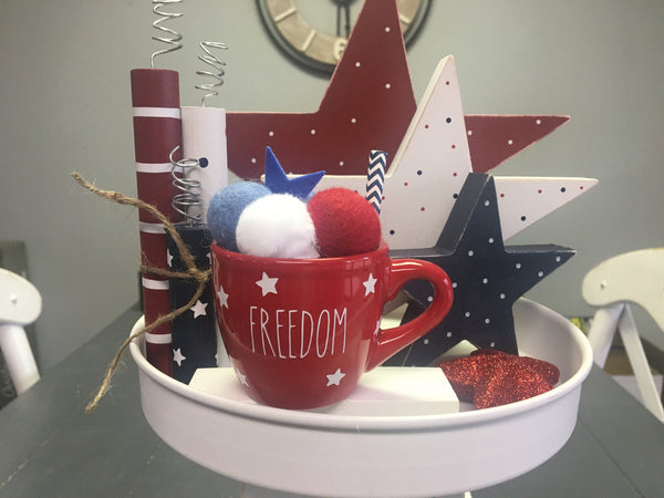 4th of July bundle, Tiered tray decor, wooden stars, Flag, Memorial day, Book stack, Firecrackers, Wooden truck, Pinwheel, mug, USA