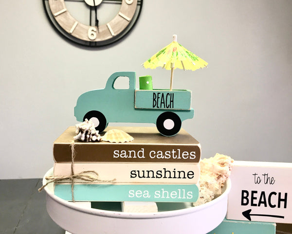 Summer bundle, Tiered tray decor, Margarita, Beach truck, Wooden book stack, Flip flop, Relax sign, Summer blocks, Ice cream cone, Popsicle