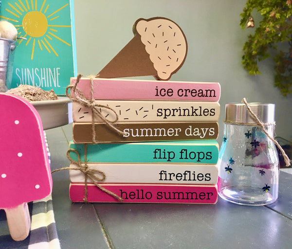 Summer bundle, Tiered tray decor, Margarita, Beach truck, Wooden book stack, Flip flop, Relax sign, Summer blocks, Ice cream cone, Popsicle