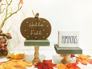 Fall tiered tray, Wooden pumpkin, Tiered tray decor, Pumpkins, Fall decor, Pedestals, Risers, Tiered tray signs, Wooden sign, Rustic pumpkin
