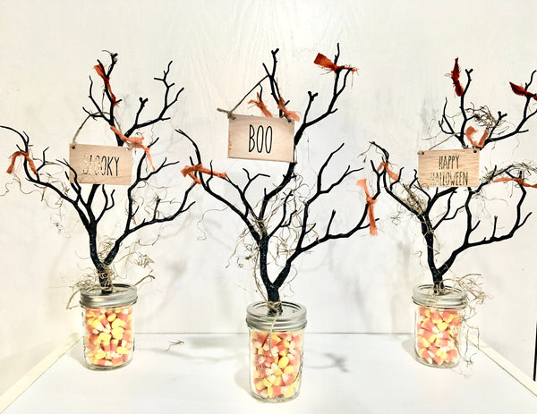 Halloween decor, Tree, Tiered tray decor, Artificial branches, Centerpiece, Table decor, Mantle, Housewarming, Hostess gift, candy corn tree