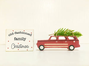 Christmas decorations, Wooden station wagon, Tiered tray, Christmas decor, Farmhouse, Old fashioned Christmas, Holiday