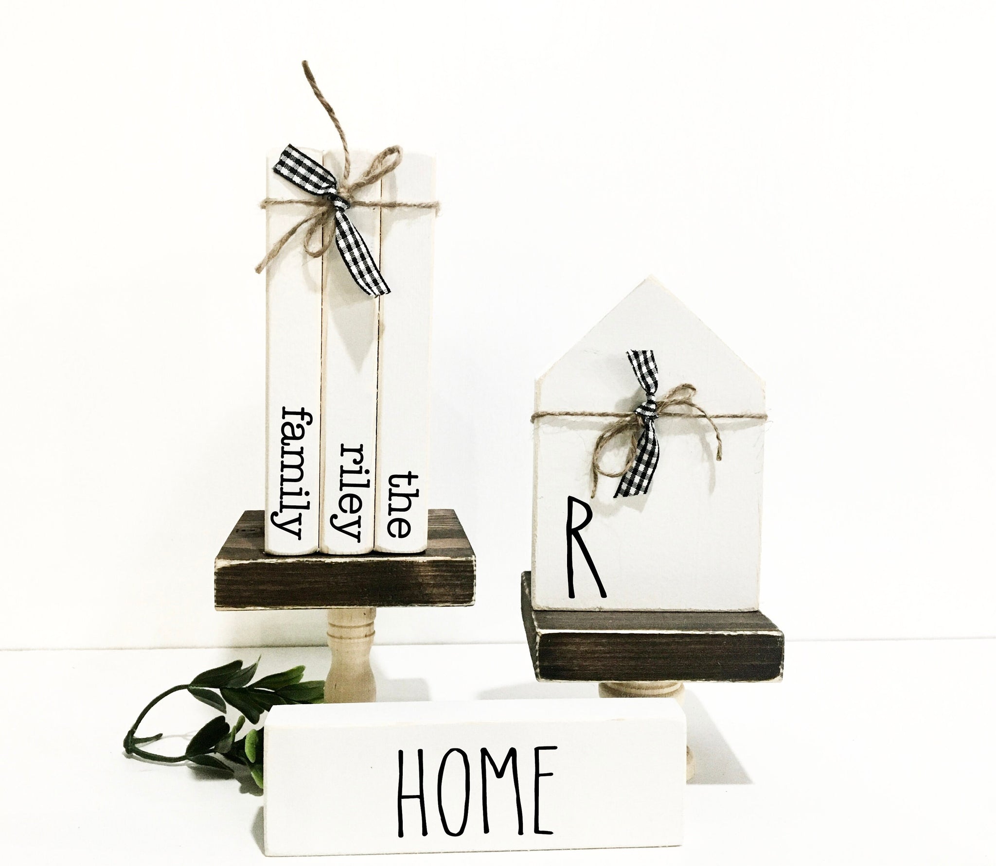 Personalized tiered tray books, Wooden home sign, Tiered tray decor, House, Pedestals, Risers, Farmhouse decor