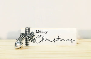 Holiday sign, Tiered tray decor, Merry Christmas, Christmas decor, Faux present, Hostess gift, Coffee bar, Teacher gift, Black and white