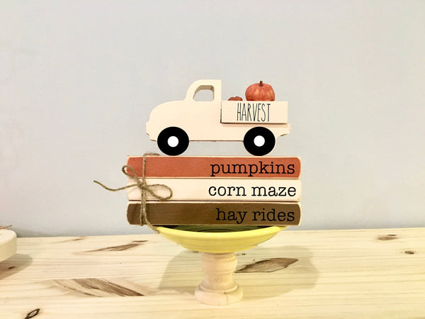 Fall centerpiece, Farmhouse decor, Fall tree, Tiered tray, Mini book stack, Wooden pumpkins, Thanksgiving table , Table decor, Wooden box