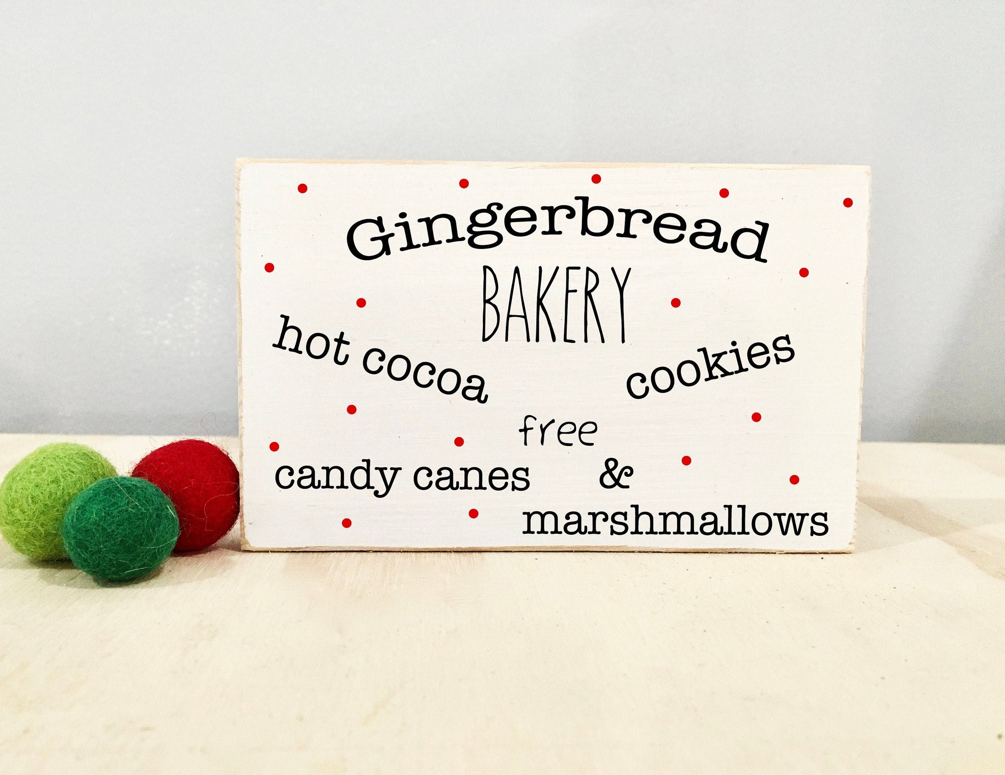 Gingerbread bakery sign, Christmas decor, Tiered tray,  Hot cocoa, Candy canes, Cookies, Marshmallows, Farmhouse, Secret Santa gift