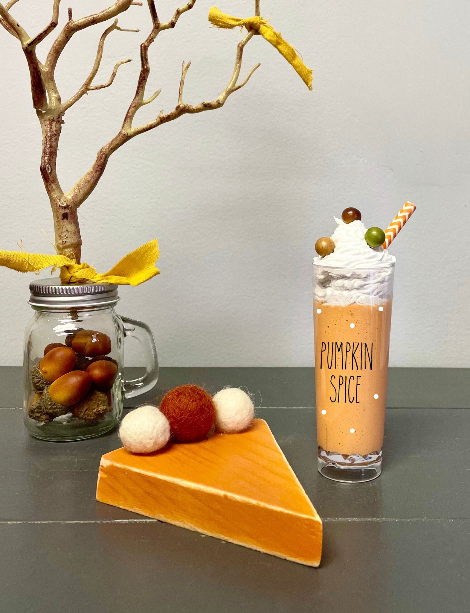 Faux pumpkin pie, Pumpkin spice mug, Fall tiered tray, Fall decor, Tiered tray, Wooden pumpkin pie, Wood sign
