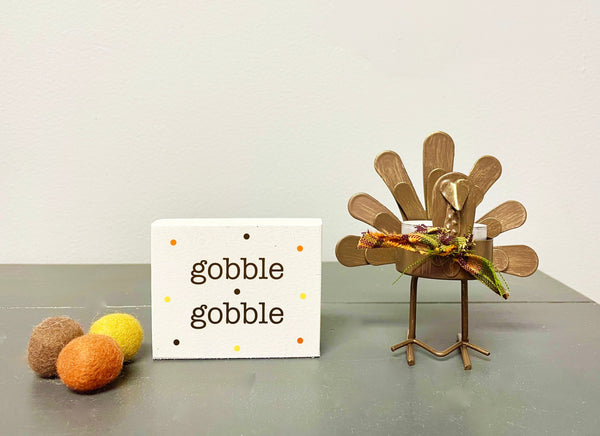 Fall decor, Turkey candle holder,  Tiered tray decor, Thanksgiving, Tea light holder, Gobble sign, Thanksgiving sign, Hostess gift