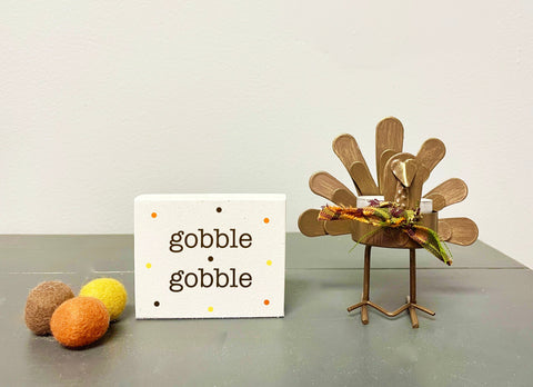 Fall decor, Turkey candle holder,  Tiered tray decor, Thanksgiving, Tea light holder, Gobble sign, Thanksgiving sign, Hostess gift