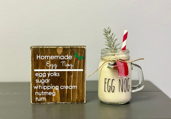 Faux Egg nog, Tiered tray decor,  Hot cocoa bar, Christmas decor, Holiday tiered tray, Teacher, Hostess, Glass mug, Egg nog recipe